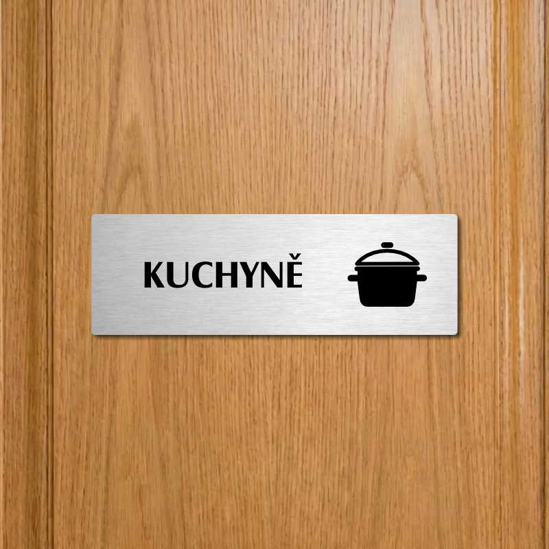 Kuchyně, 240x79mm, stříbrná popiska s dvojtým rámečkem